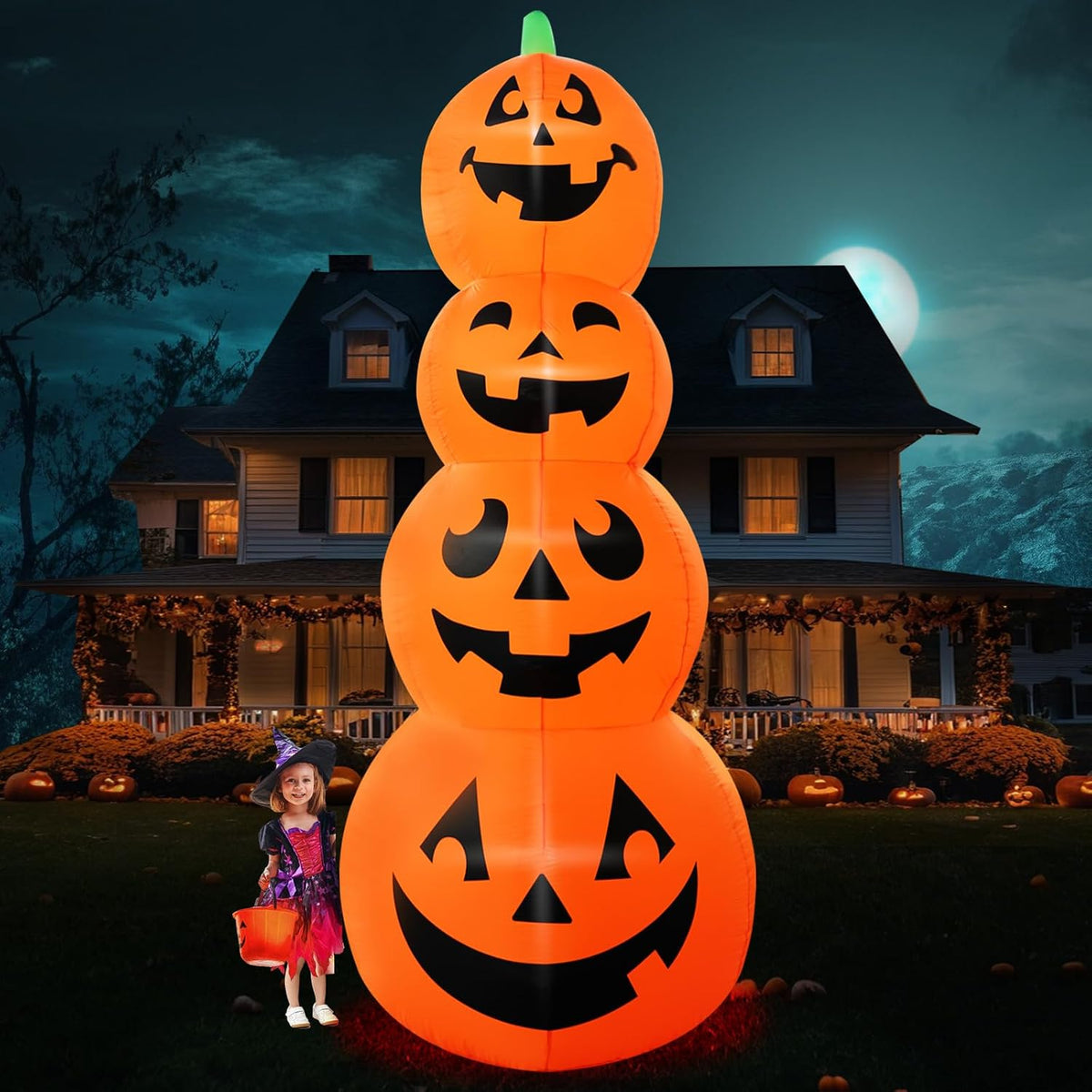 12 ft Giant Stacked Pumpkins Halloween Inflatable