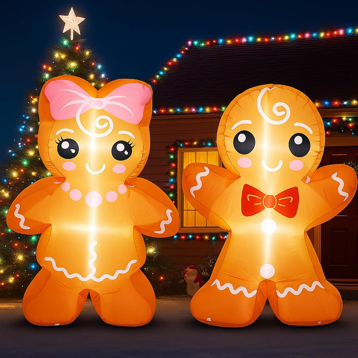2-Pack 4 ft Gingerbread Man Christmas Inflatables