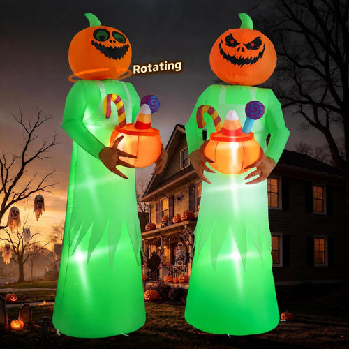 10 ft Animated Rotating Pumpkin Head Halloween Inflatable