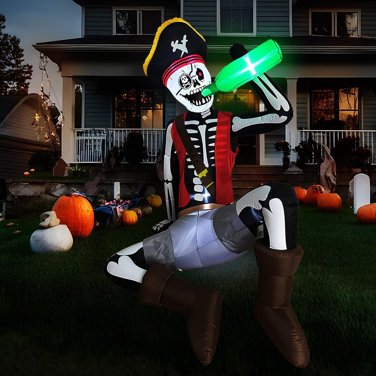 6.5 ft Pirate Skeleton Halloween Inflatable with Lights