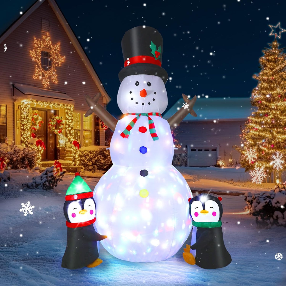 8 ft Snowman with Penguin Christmas Inflatable