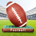 Giant brown football inflatable on a green turf base printed Football in a stadium