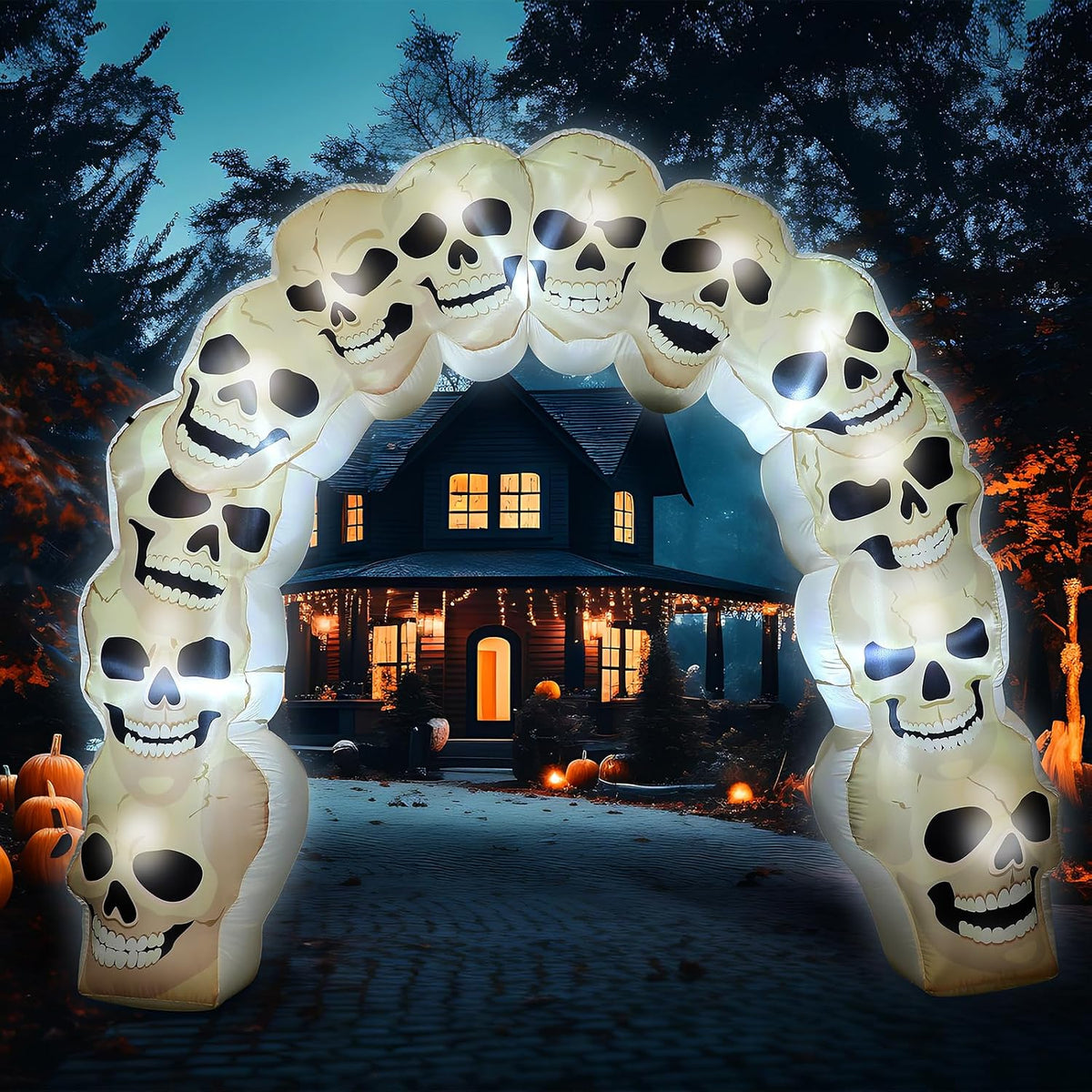 8 ft Skull Halloween Archway Inflatable