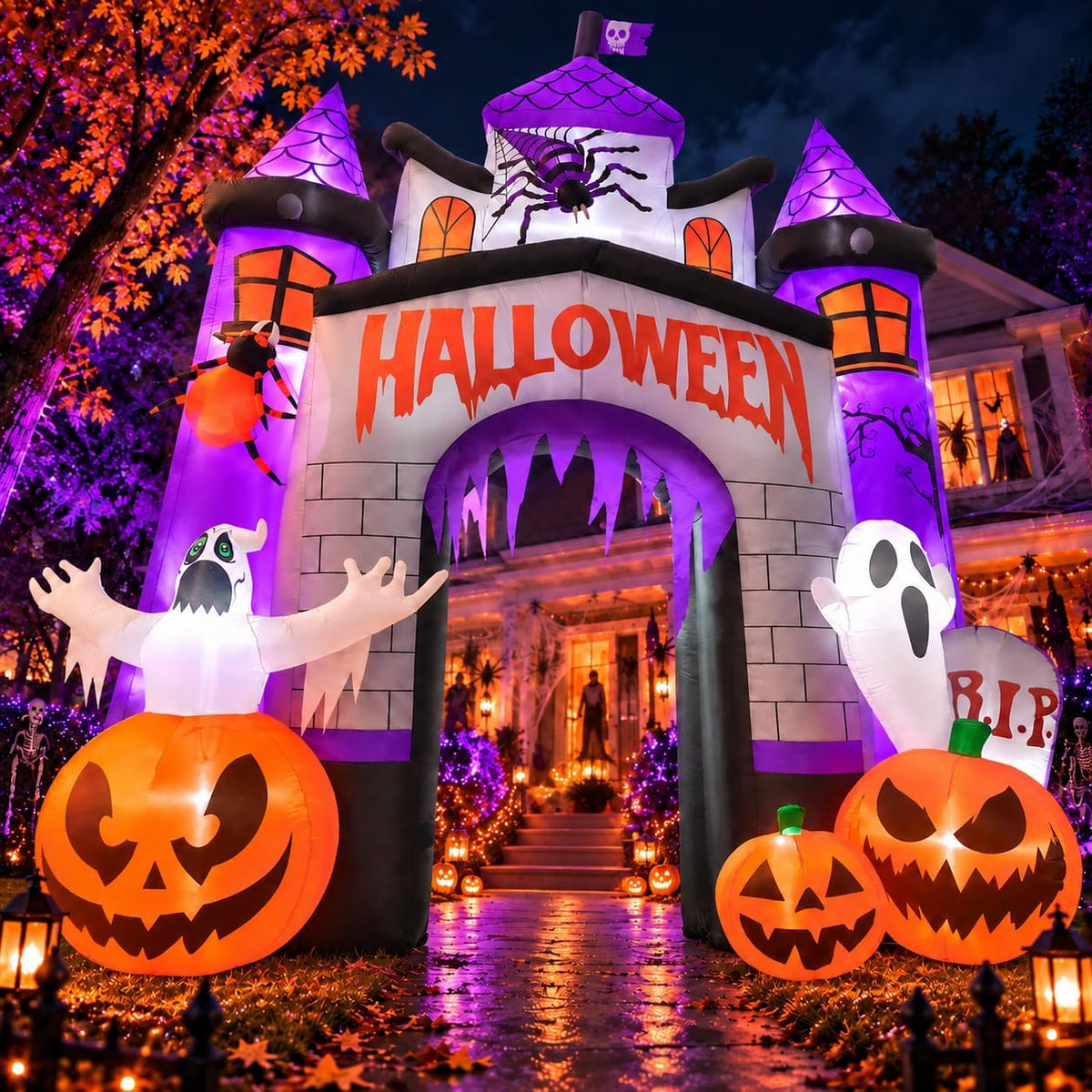 12 ft Haunted Castle Halloween Archway Inflatable