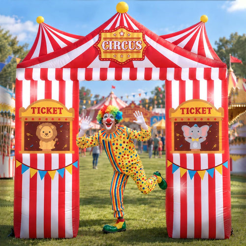 10ft Halloween Circus Inflatable Arch LED Carnival Party Decoration / LED Carnival Entrance Circus Inflatable