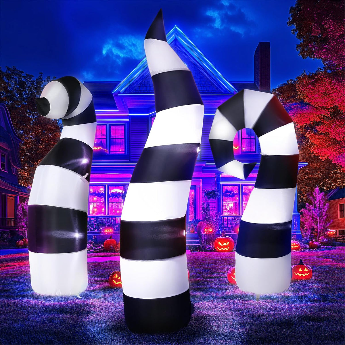 3-Piece 6 ft Halloween Worm Inflatables with LED