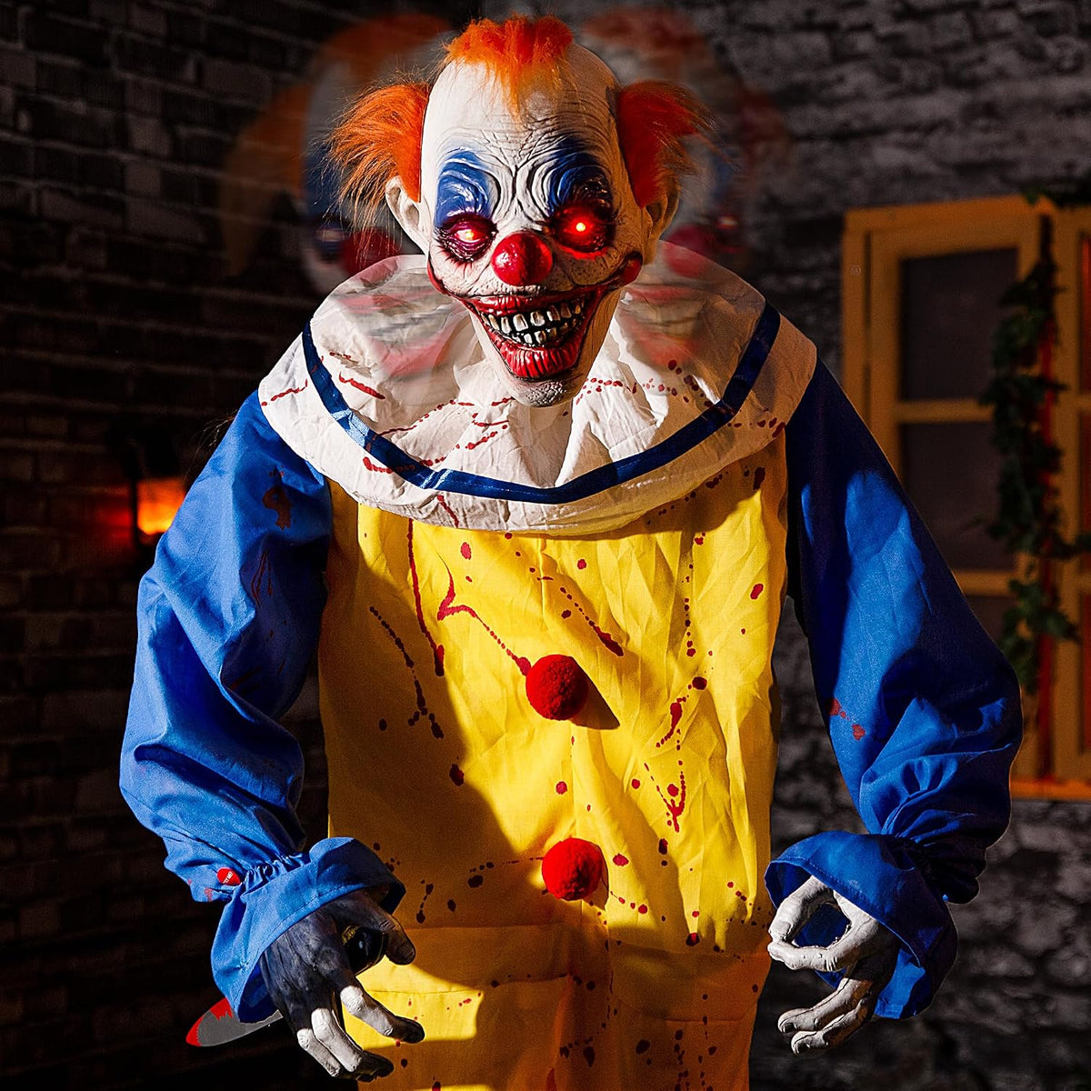 6 ft Animated Killer Clown Halloween Prop, Motion-Activated