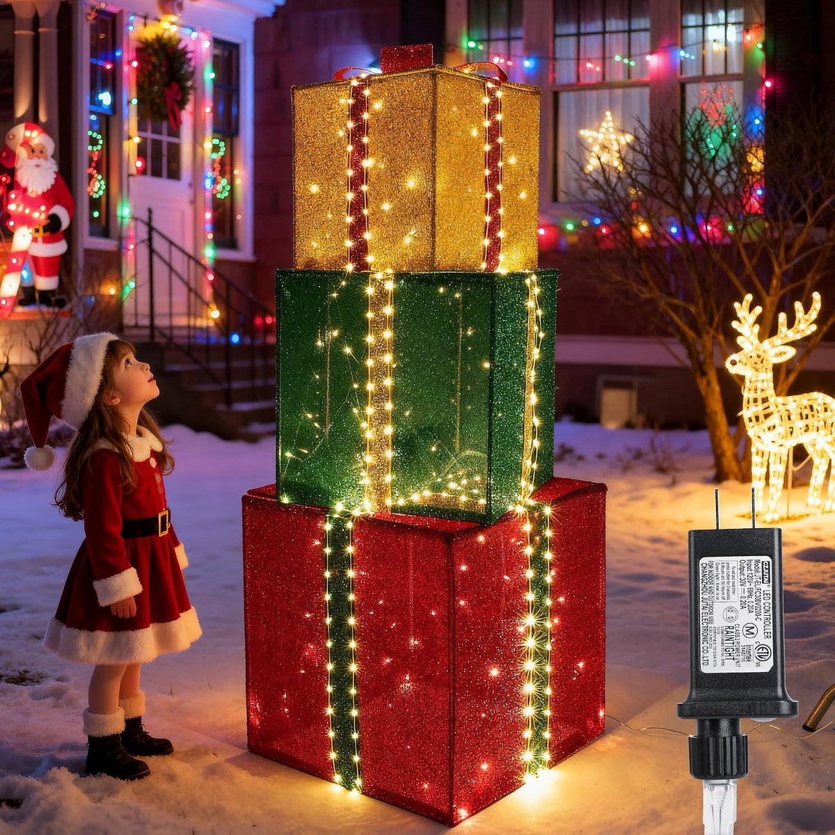Set of 3 Pre-Lit Christmas Gift Boxes