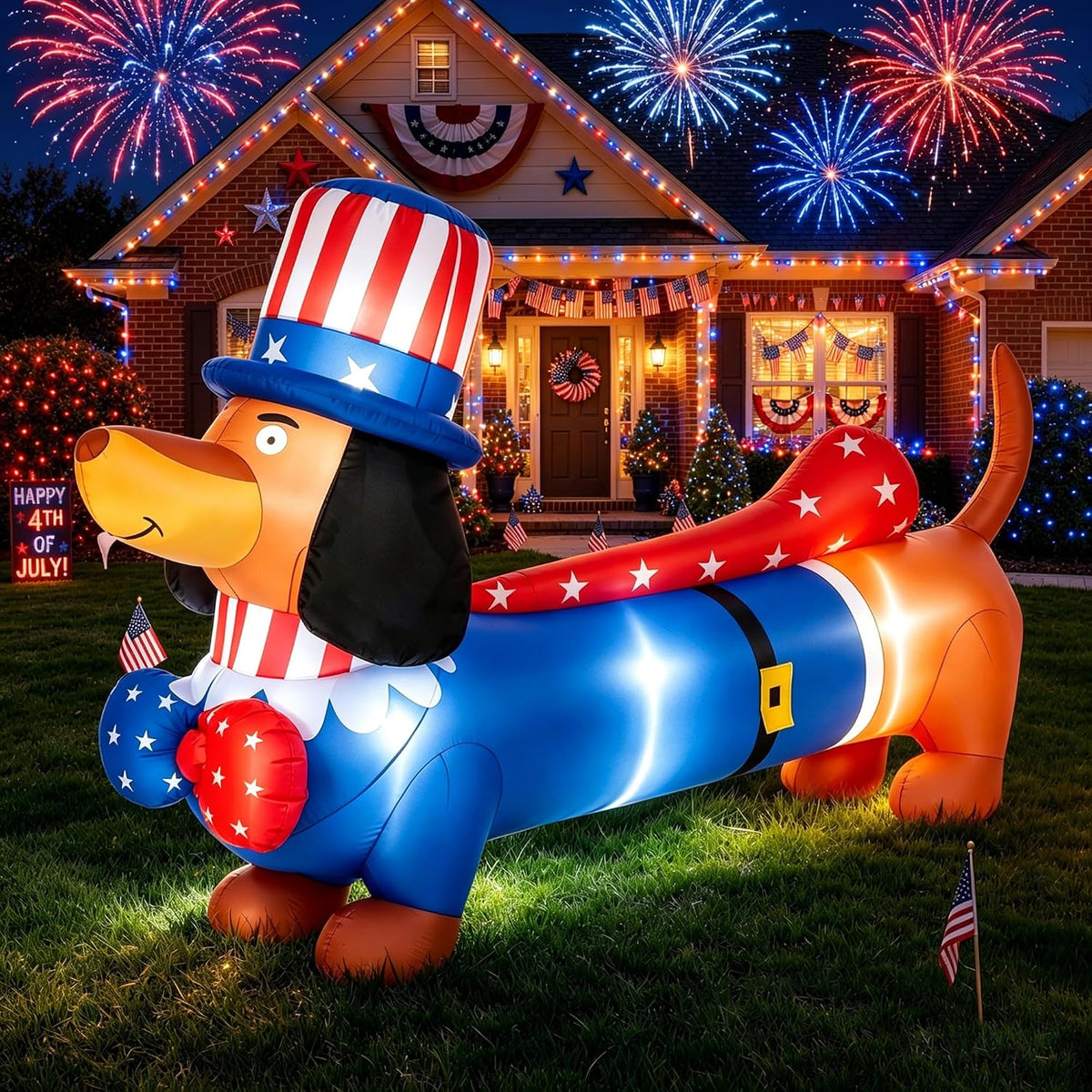 8 ft Patriotic Dachshund 4th of July Inflatable
